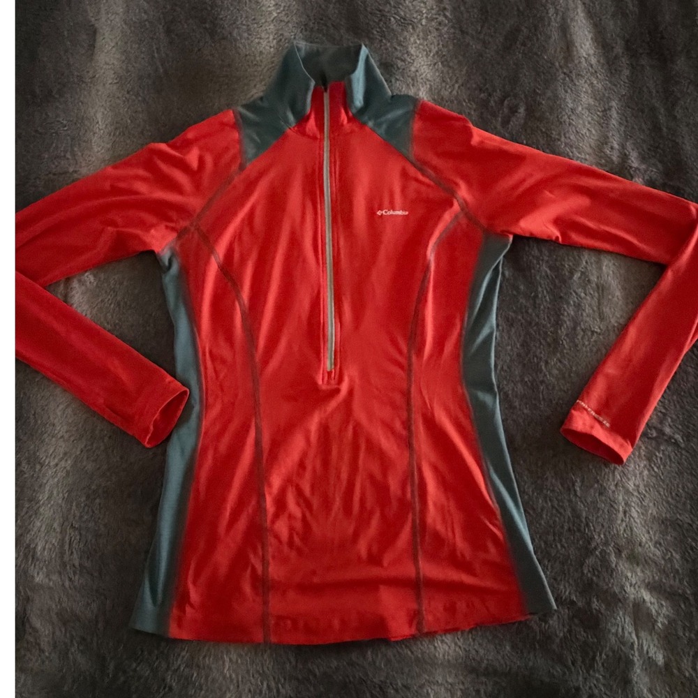 Columbia Omni-Freeze Advanced Cooling 1/4 Zip Pullover Orange Gray Womens S